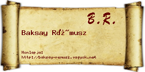Baksay Rémusz névjegykártya